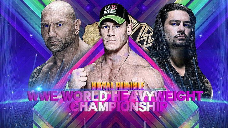 John Cena, Roman Reigns, and Batista wallpaper, wwe royal rumble 2015 results