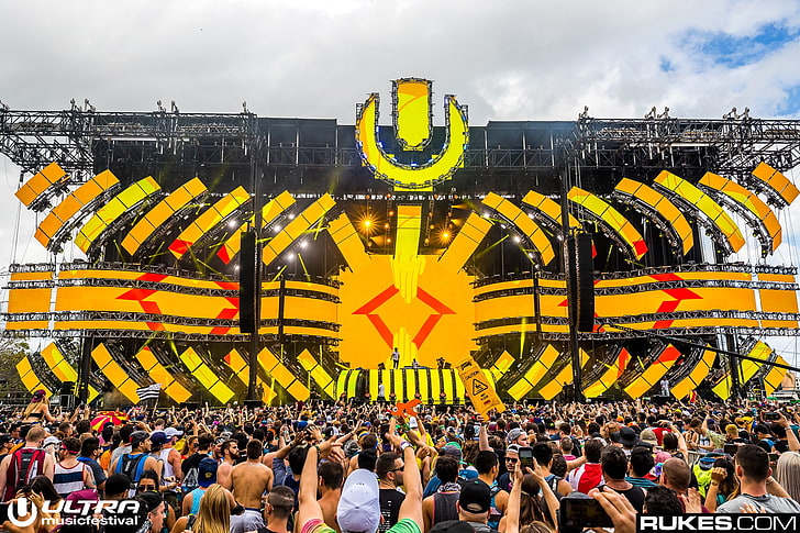 Ultra Music Festival, Rukes, DJs, crowds, photography, group of people, HD wallpaper
