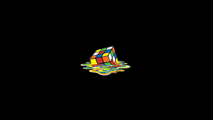 3x3 Rubik's cube illustration, minimalism, simple background, HD wallpaper