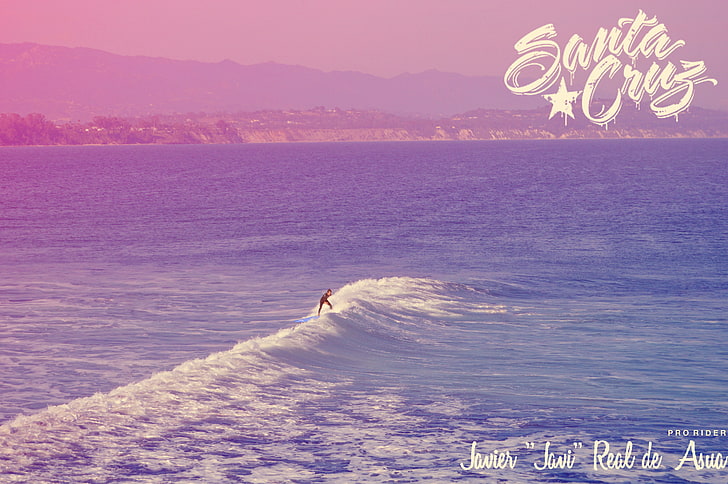 ocean and mountains, filter, Photoshop, surfing, santa cruz (california), HD wallpaper