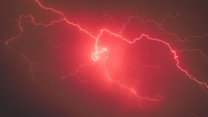 red lightning, sky, storm, power in nature, beauty in nature, HD wallpaper
