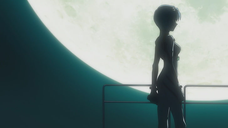 Neon Genesis Evangelion, Ayanami Rei, anime, moonlight, anime girls, HD wallpaper