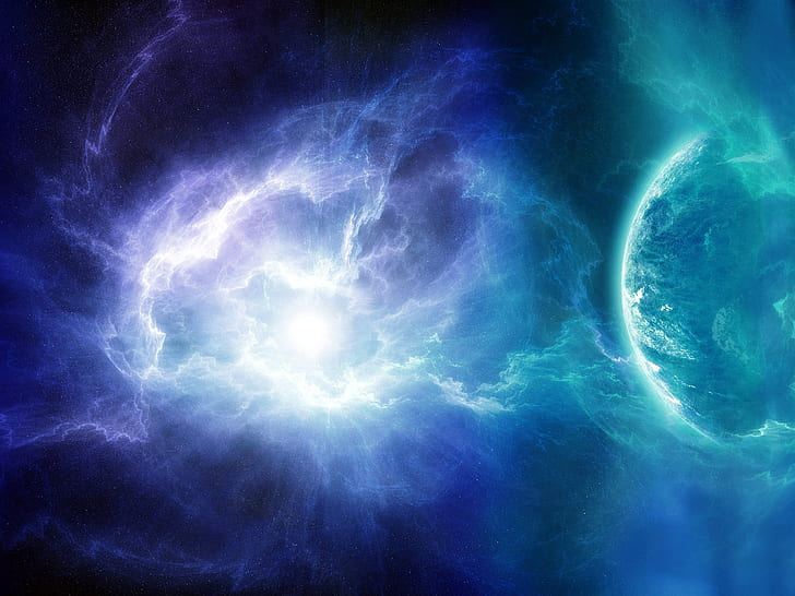 Universal Magic HD, purple blue and green hologram, universe