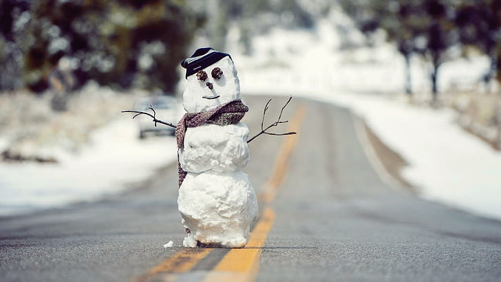 snowman-on-the-road-snowman-statue-wallp