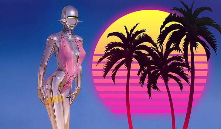 Music, Girl, 80s, Robot, 80's, Synth, Retrowave, Synthwave, HD wallpaper