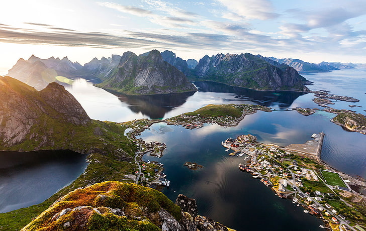 Norway, landscape, reine rorbuer (norway), water, beauty in nature, HD wallpaper