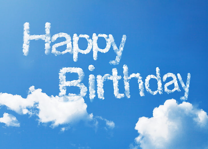 happy birthday clouds clip art, the sky, blue, single Word, text, HD wallpaper