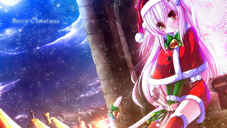 anime, anime girls, Christmas, Shia Flatpaddy, original characters, HD wallpaper