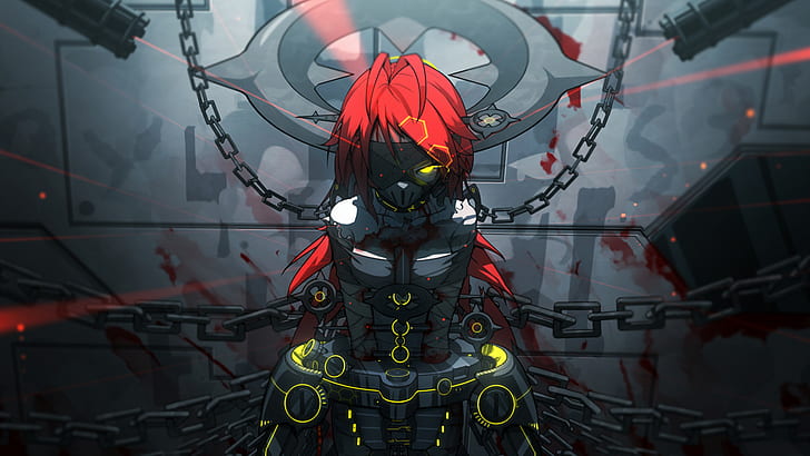 chains, anime, monster girl, laser