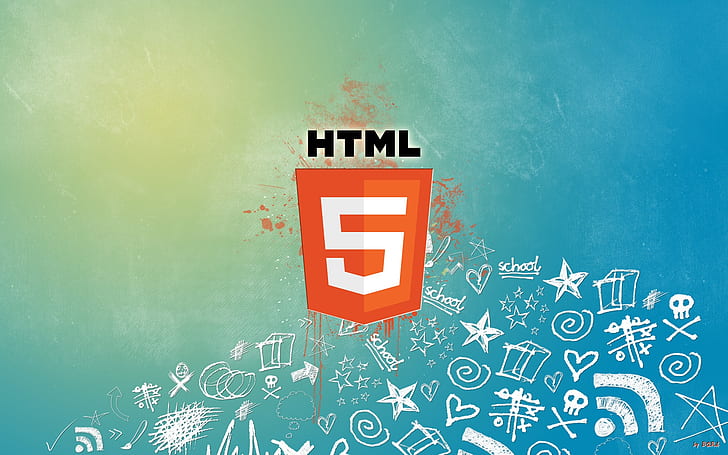 HTML5 hypertext markup language logo, html 5 illustration