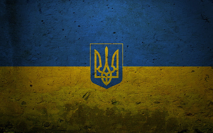 yellow and blue wallpaper, flag, ukraine, paint, symbol, national Landmark