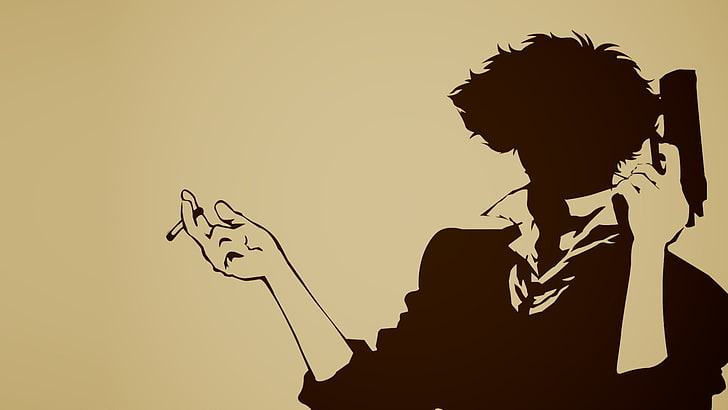 black and white bird painting, Cowboy Bebop, Spike Spiegel, one person, HD wallpaper