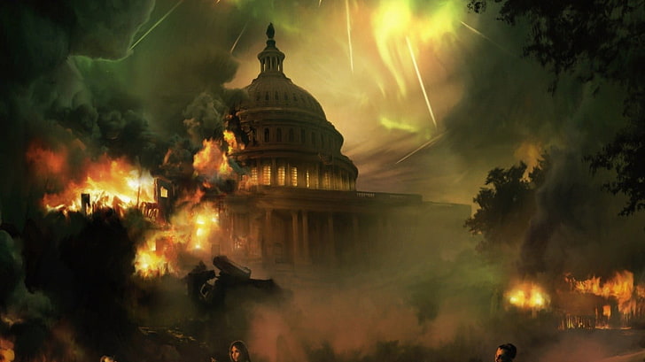 apocalyptic, capital, Washington, D.C., architecture, sky, dome
