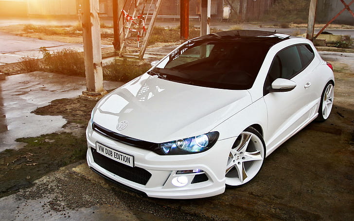 Volkswagen Scirocco Dub Edition, white 3 door hatchback, cars, HD wallpaper