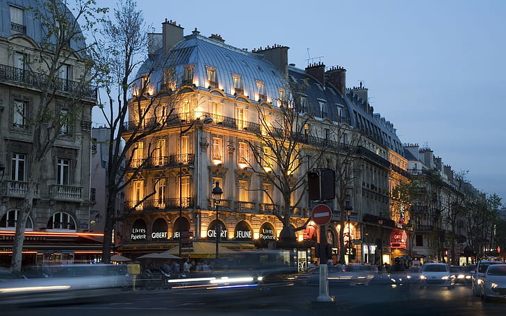 city, Paris, France, building, motion blur, car, street