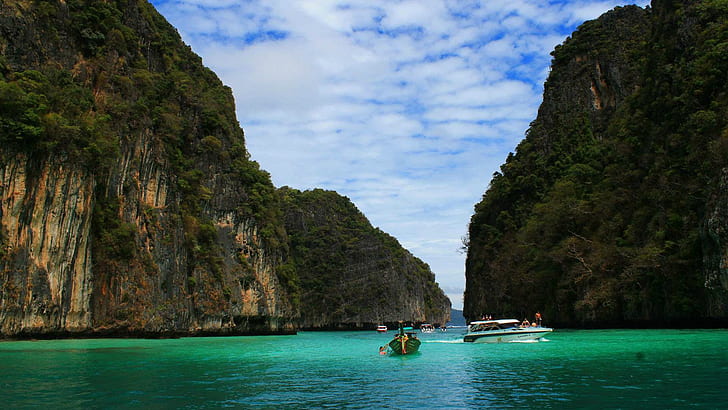 Phuket Thailand HD, cliffs, water, HD wallpaper