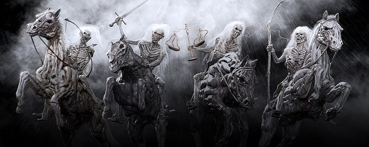 skeleton riding horses wallpaper, Dark, Four Horsemen of the Apocalypse