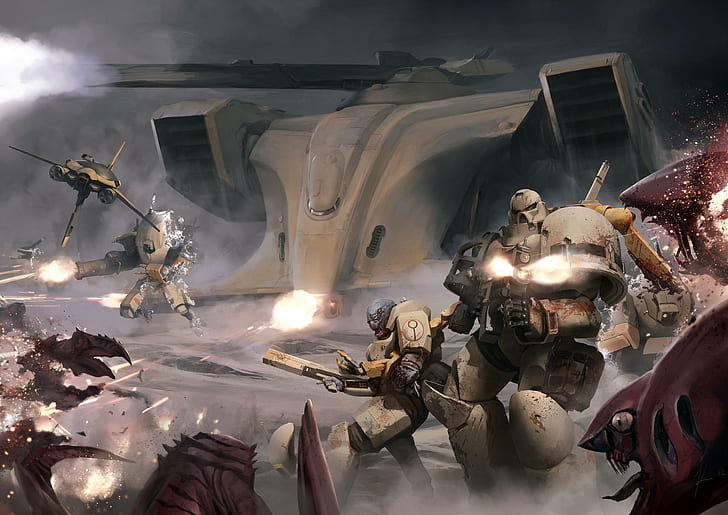 Warhammer 40000 Battles Technics Robot tau empire Games Fantasy, HD wallpaper