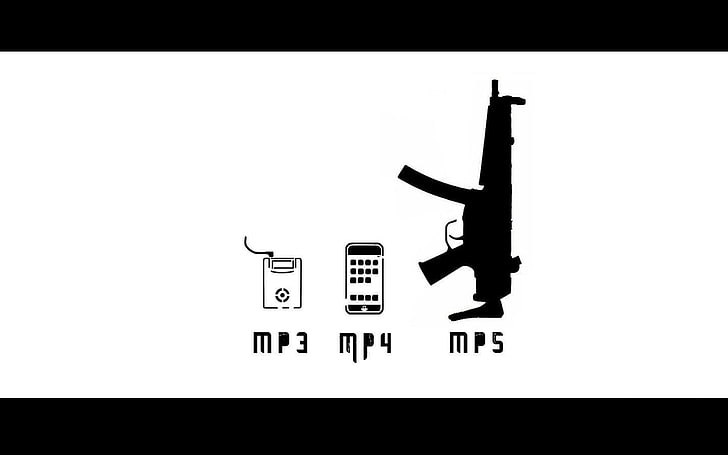 black and white MP3 MP4 and MP5 illustration, quote, technology, HD wallpaper