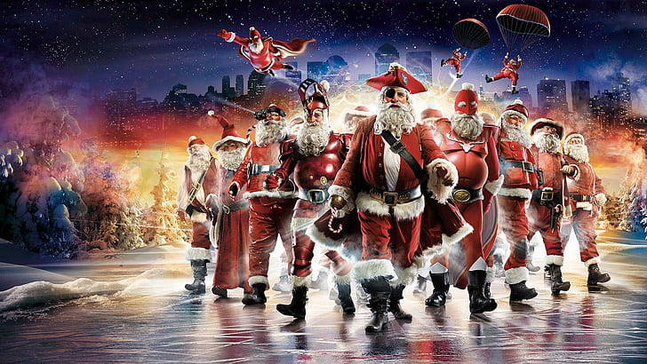 Christmas superheroes, santa claus squad, holidays, 1920x1080, HD wallpaper