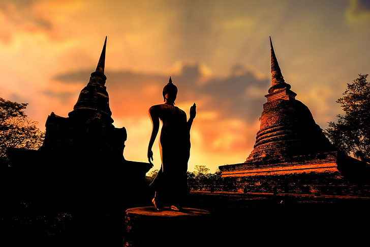 Buddha, Thailand, monks, stupa, architecture, religion, built structure, HD wallpaper