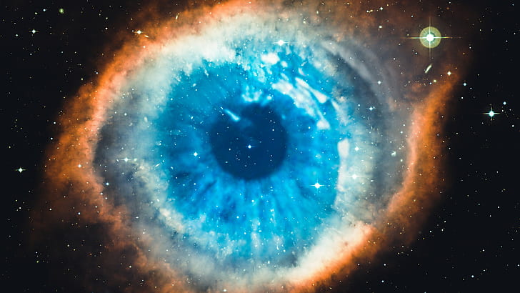 helix nebula, galaxy, universe, stars, space, blue, white, black, HD wallpaper