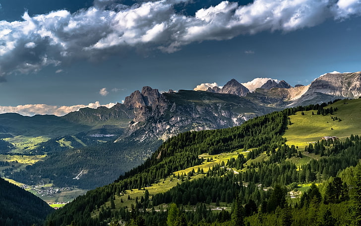 green trees, nature, landscape, Dolomites (mountains), Alps, forest, HD wallpaper