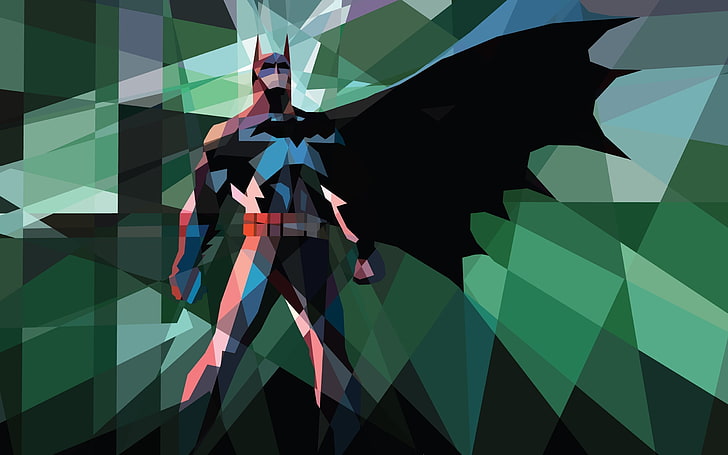 Batman wallpaper, artwork, DC Comics, low poly, multi colored, HD wallpaper