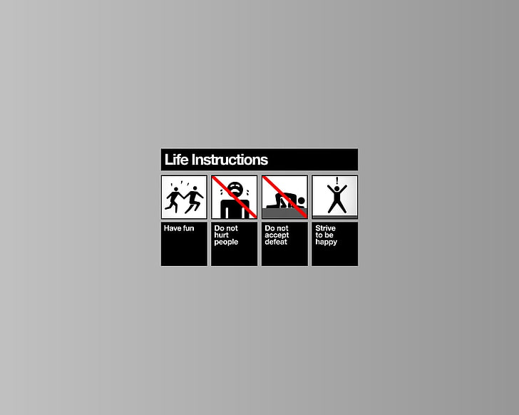 life instructions illustration, motivational, minimalism, humor, HD wallpaper