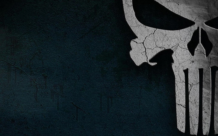 Punisher symbol, Comics, Black, Dark, Skull, halloween, blackboard, HD wallpaper