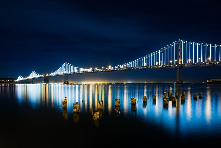 Suspension Bridge from San Francisco to Oakland, California, Bay Bridge, HD wallpaper