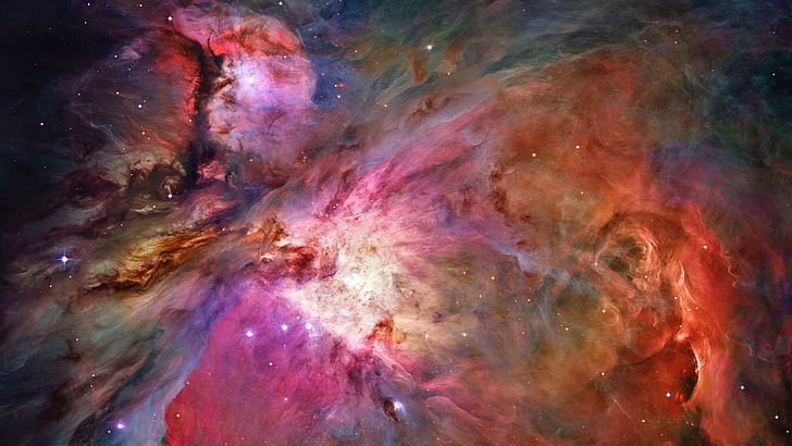 pink and orange galaxy 3D wallpaper, space, stars, multi colored, HD wallpaper