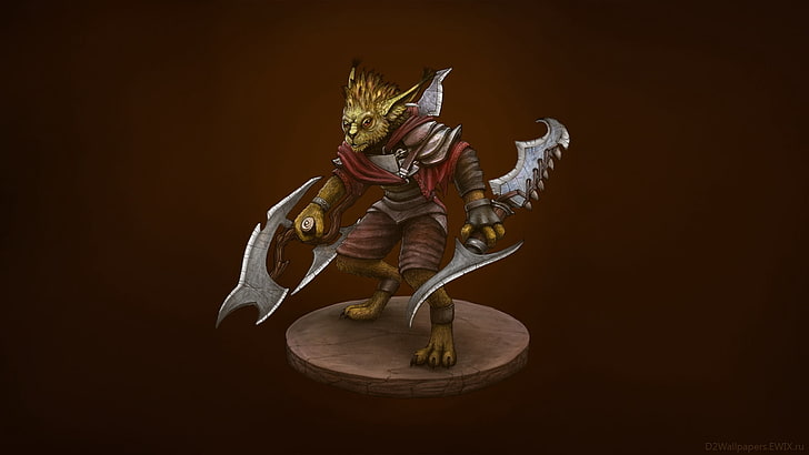 brown animal holding weapon character, bounty hunter, dota 2