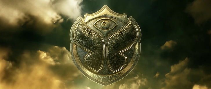 brass-colored butterfly emblem, Tomorrowland, no people, cloud - sky
