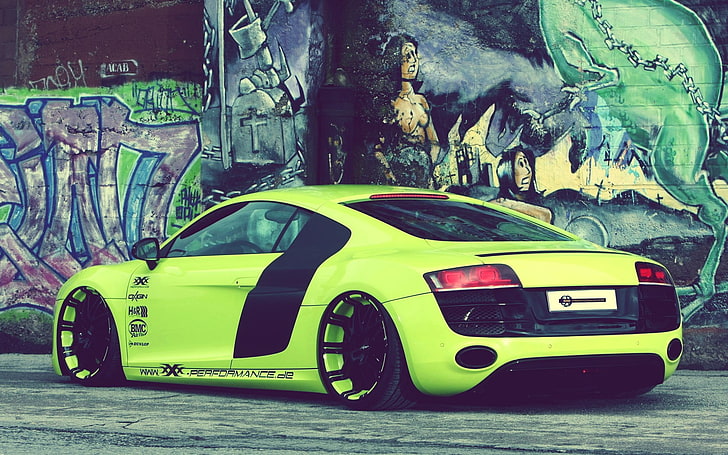 green coupe, car, Audi R8, mode of transportation, motor vehicle, HD wallpaper
