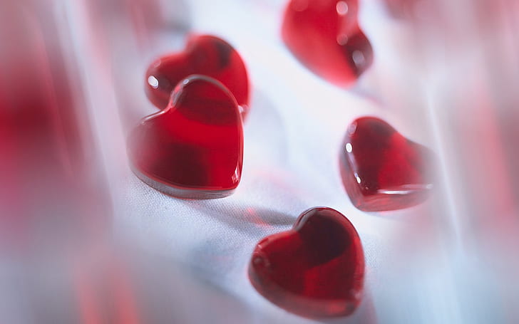 Red love heart-shaped candy, HD wallpaper