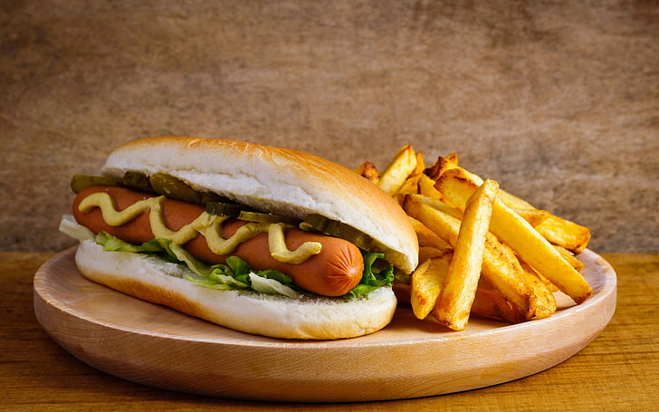 Food, Hot Dog, French Fries, HD wallpaper