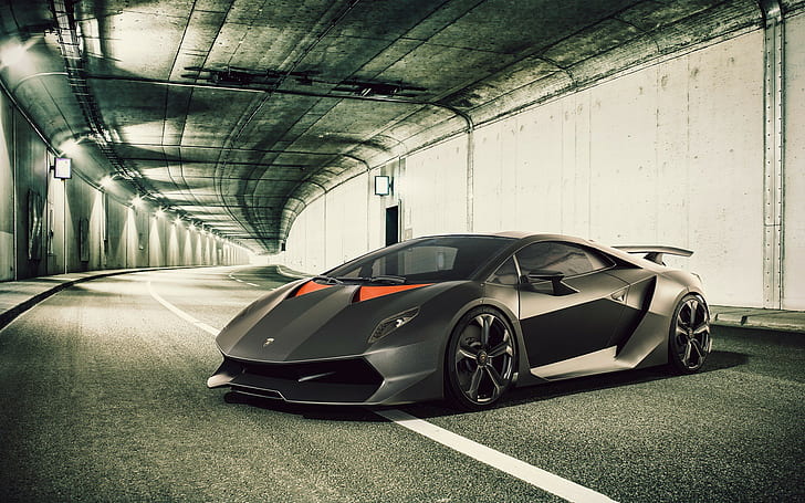 Lamborghini, Sesto, black lamborghini sesto elemento, Supercar