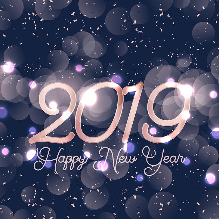 2019 (Year), New Year, numbers, Happy New Year, HD wallpaper