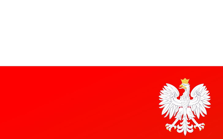Flag of Poland, red, eagle, white, copy space, celebration, HD wallpaper