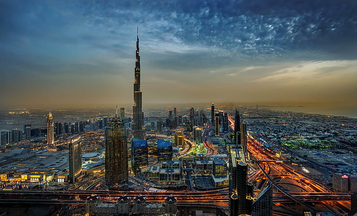 Birch Khalifa, Dubai, uae, dubai, uae, com, tower, night, asia, HD wallpaper