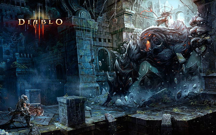 Barbarian Fight Diablo 3, diablo III poster