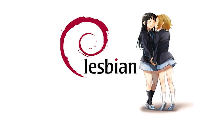 Linux, lesbians, anime, Debian, K-ON!, Akiyama Mio, Tainaka Ritsu