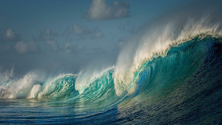 wave, wind wave, ocean, sea, water, shore, sky, photoshop art, HD wallpaper