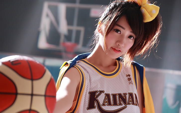 Japanese girl, basketball, sports uniform, HD wallpaper