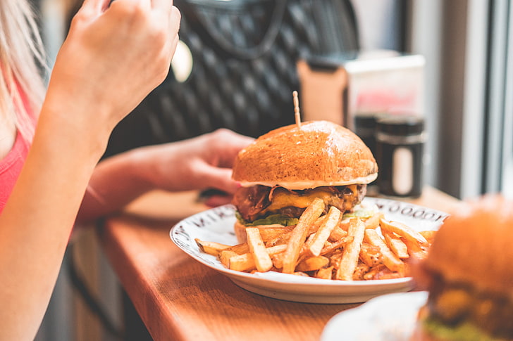 food, hamburgers, French fries, fast food, unhealthy eating, HD wallpaper