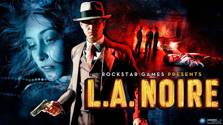 LA Noire digital walpaper, L.A. Noire, video games, text, communication