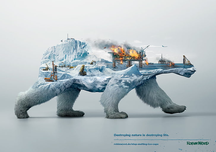 destroying nature is destroying life digital wallpaper, digital art