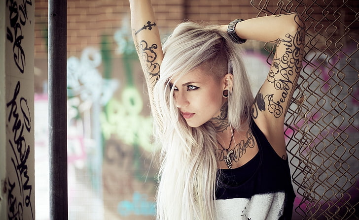 HD wallpaper: Blonde Girl Tattoos, women's black tank top, Girls, Model,  Fashion | Wallpaper Flare