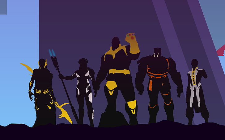 Avengers Infinity War Thanos Artwork, group of people, silhouette, HD wallpaper